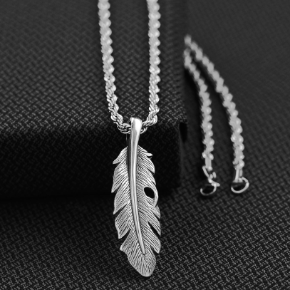 Twister Necklace 24' Chain and Feather