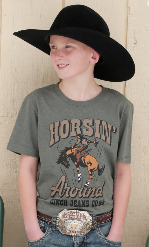 BOY'S HORSIN' AROUND TEE - OLIVE