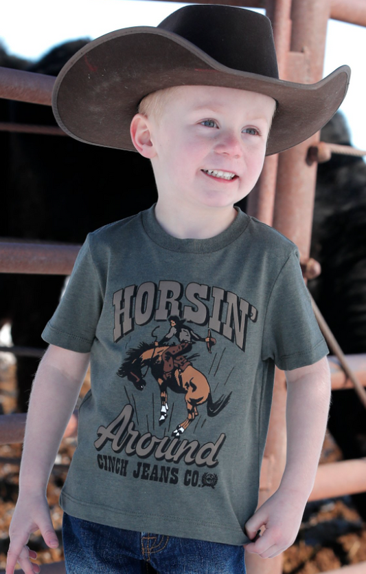 Cinch Horsin Around Toddler Olive T-Shirt