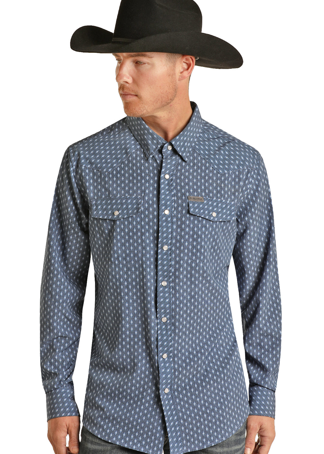 Panhandle Blue Geometric Snap Shirt