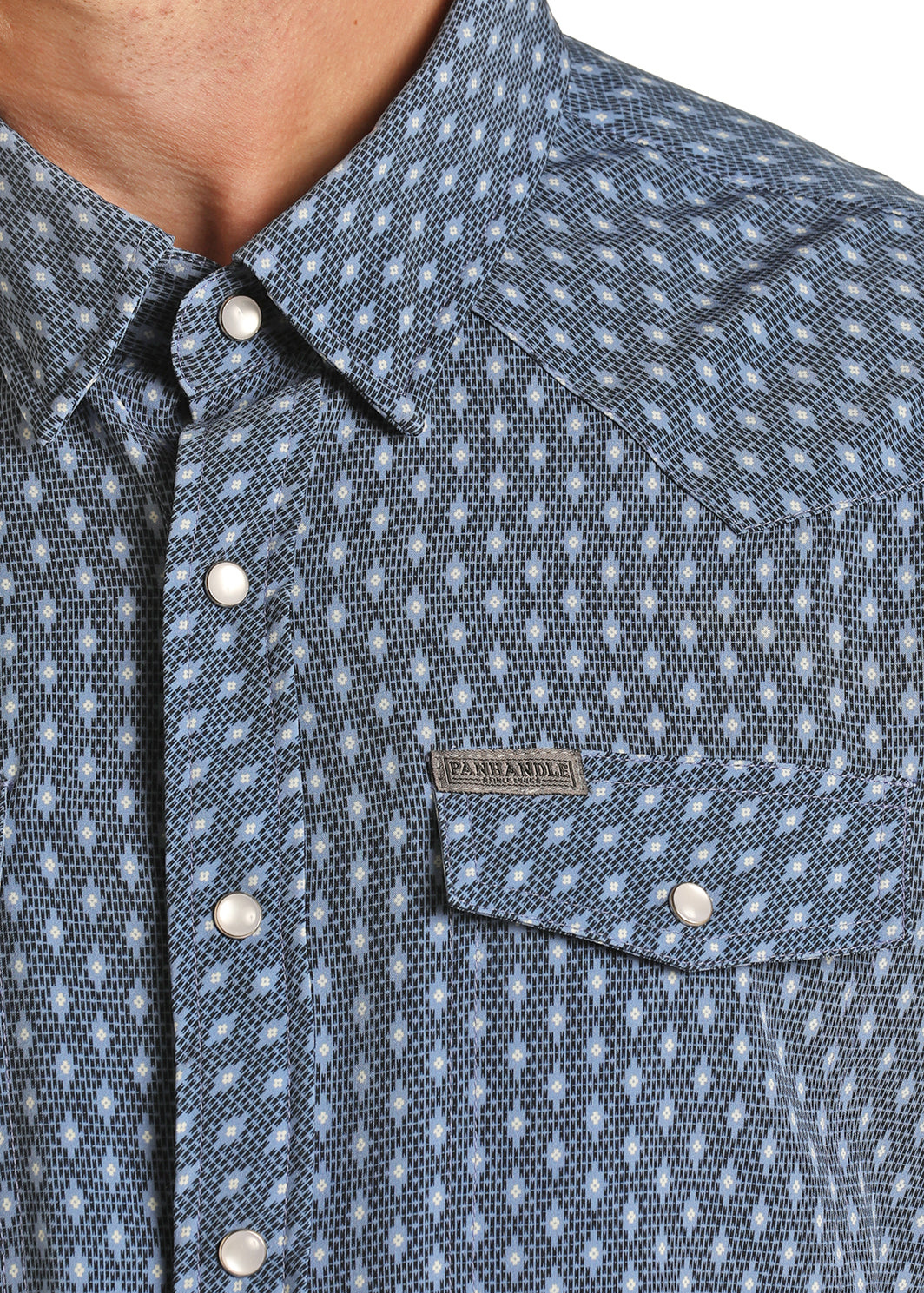 Panhandle Blue Geometric Snap Shirt