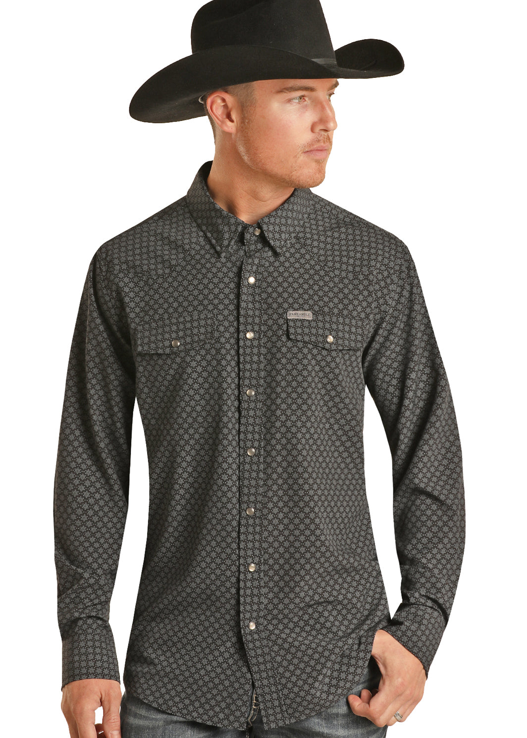 Panhandle Black Geometric Snap Shirt