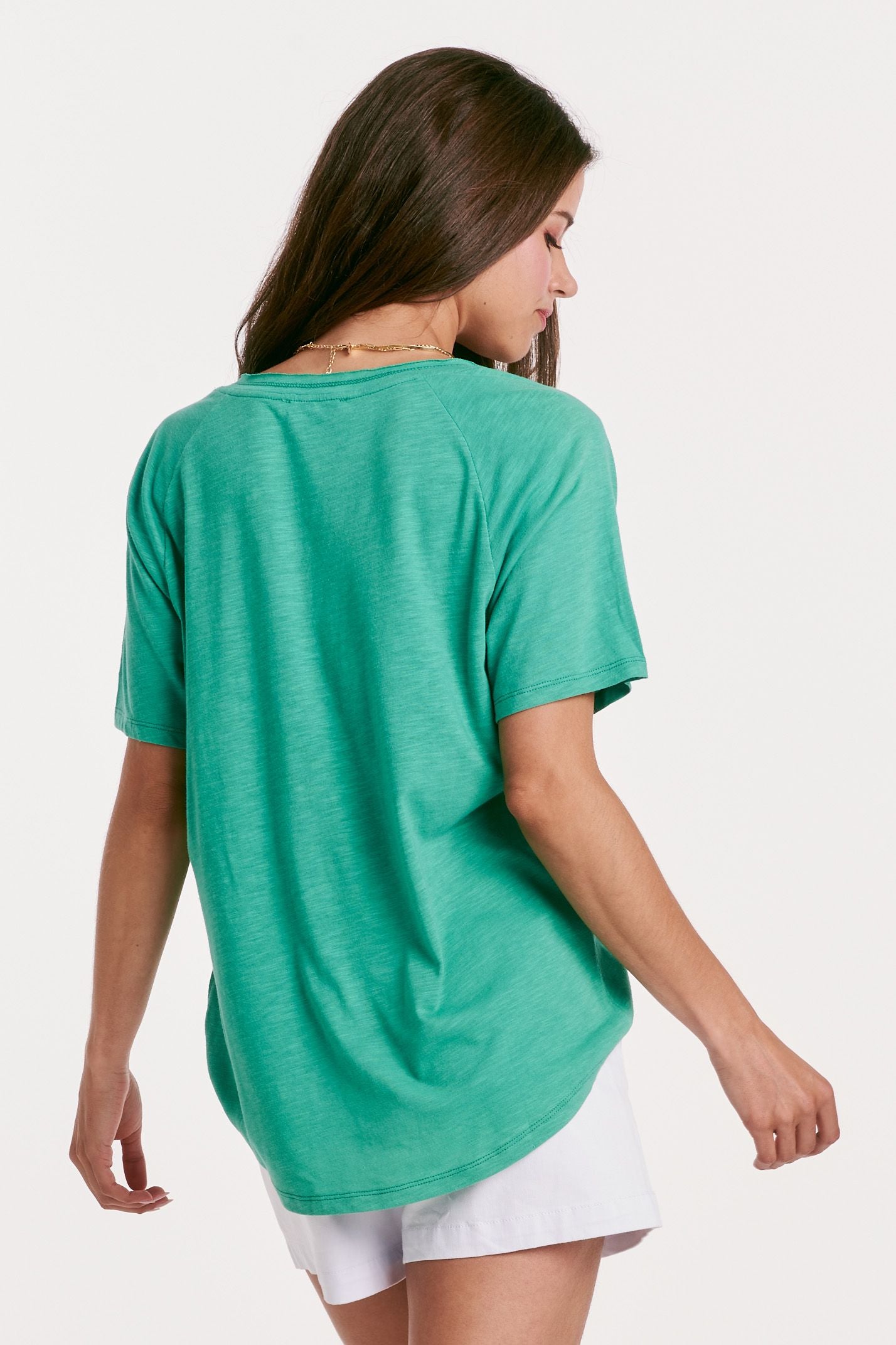 Taylor Raglan Sleeve Slub Tee in Garden Green