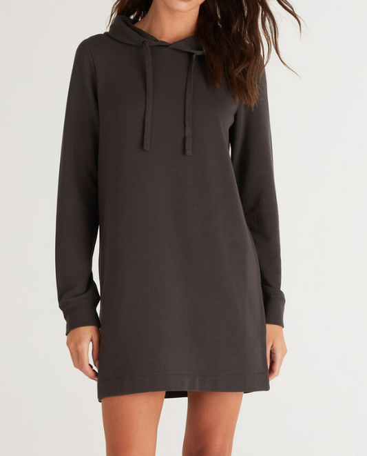 Z Supply Elyse Hoodie Dress Vintage Black SM