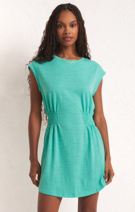 Z Supply Rowan Textured Mini Dress in Cabana Green
