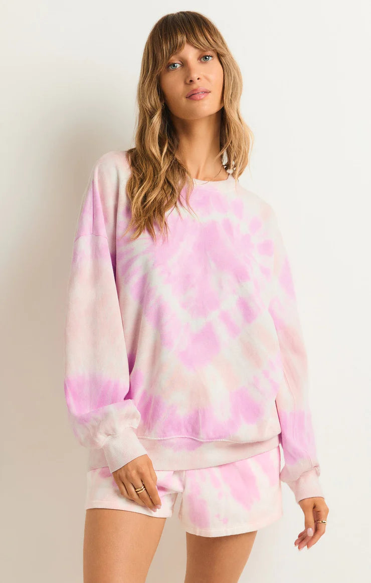 Z Supply Lovers Only Tie Dye Crew Sweatshirt