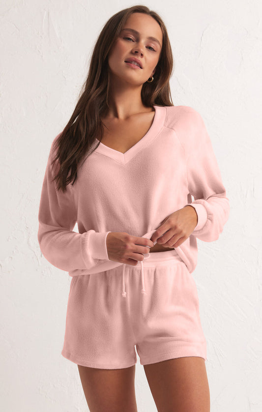 Z Supply Candy Skies Long Sleeve Top in Peachsicle