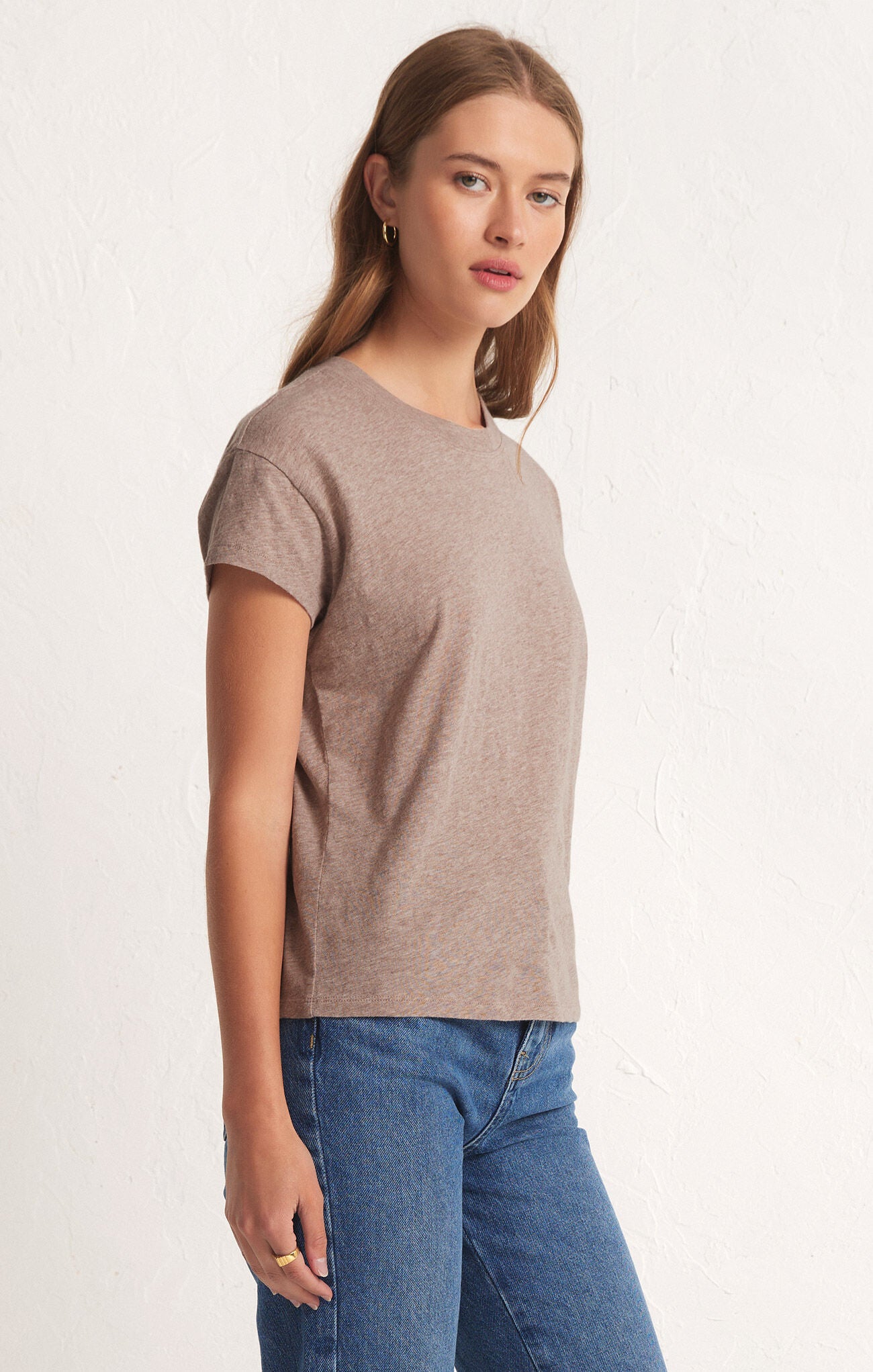 Z Supply Modern Slub Tee in Heather Latte