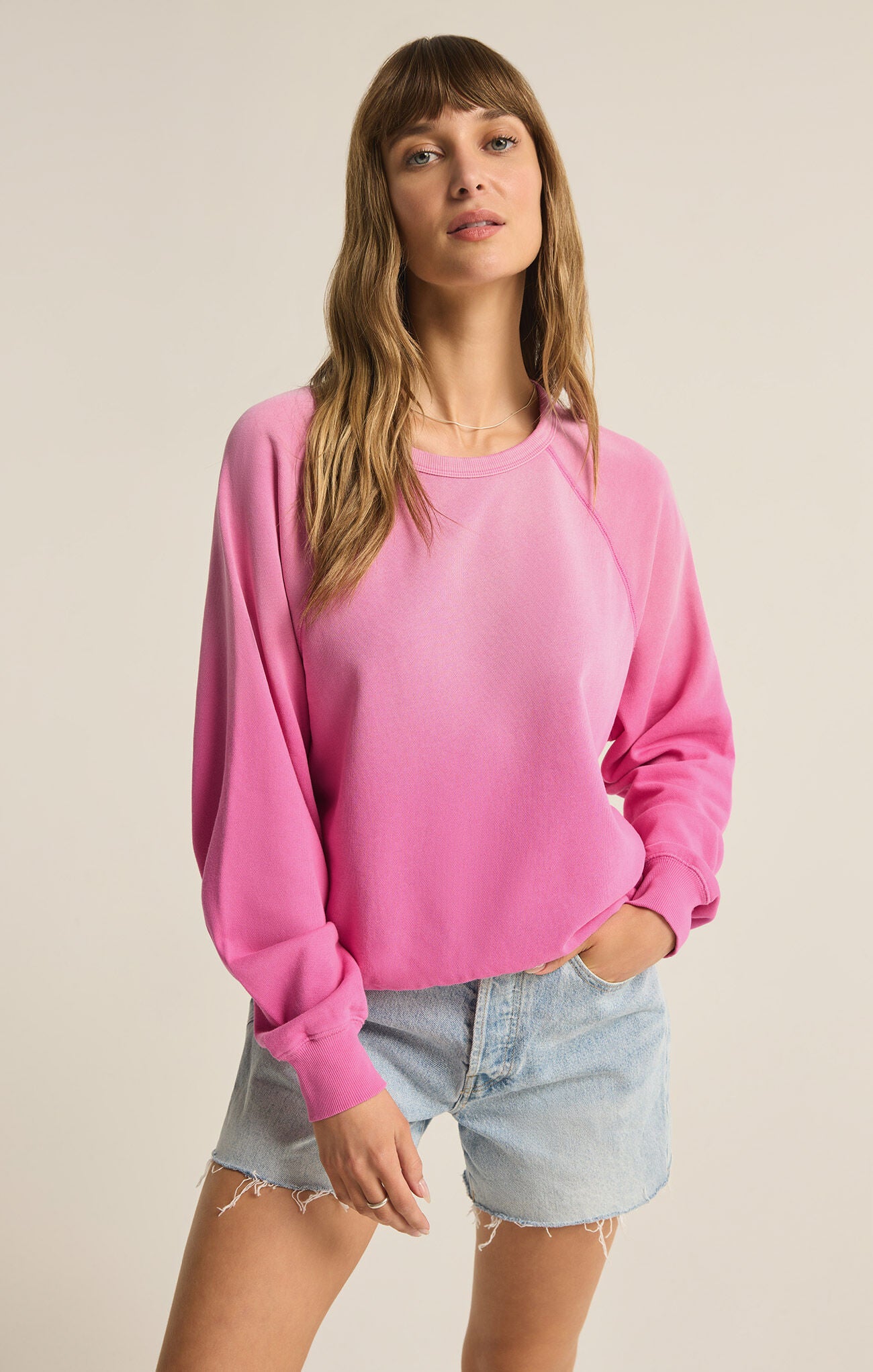 Z Supply Washed Ashore Sweatshirt in Heartbreaker Pink