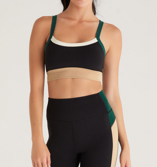 Z Supply Spot On Color Block Black Bra