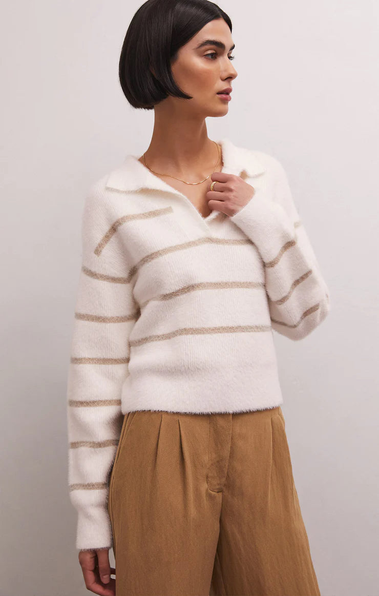 Z Supply Monique Stripe Sweater in Sandstone