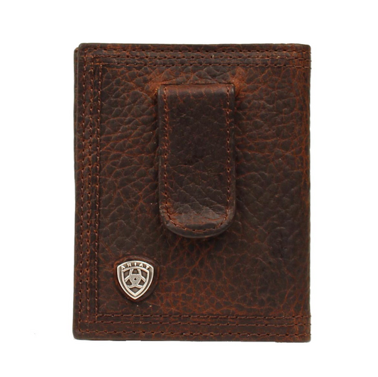 Ariat Shield Bifold Rowdy Brown Money Clip