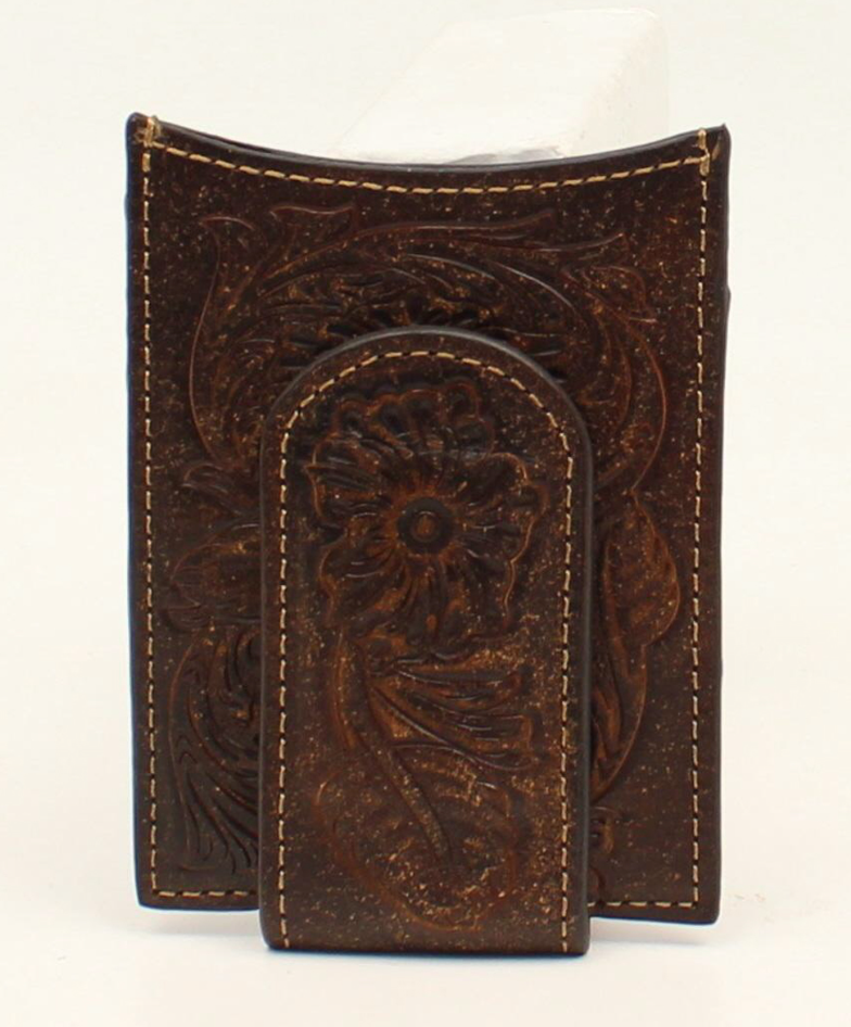 Ariat Floral Embossed Brown Money Clip