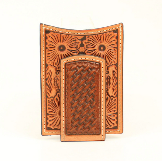 Ariat Tan Floral Embossed Money Clip