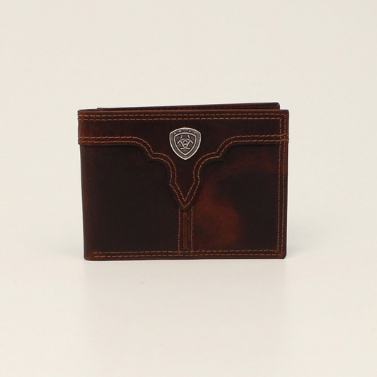 Ariat Shield Center Bump Bifold Brown Wallet