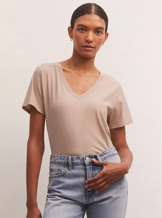 Z Supply Girlfriend V Neck Birch Shirt