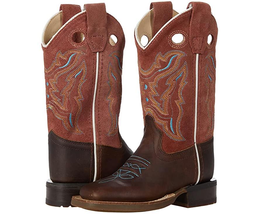 Old West Brown With Rusty Suede Upper Square Toe Children's Boot