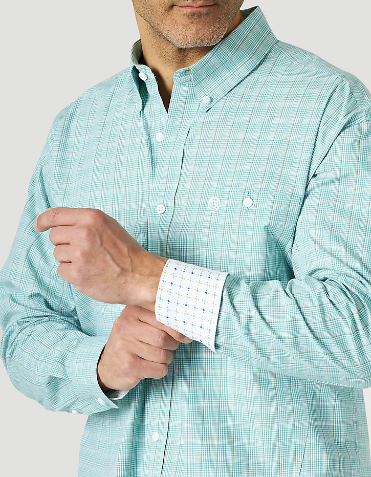 Wrangler George Strait Long Sleeve Turquoise Sun Button Down Shirt
