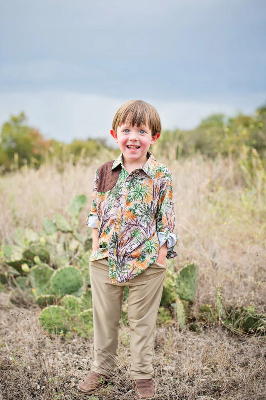 Cactus Camo & Brown Long Sleeve Shirt
