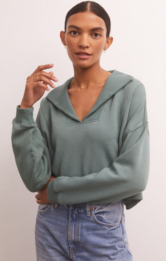 Z Supply Soho Fleece Sweatshirt Calypso Green