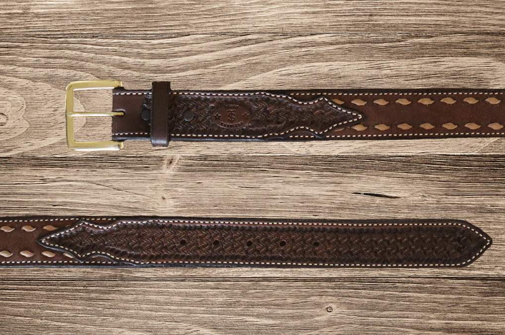 Texas Saddlery Chocolate Spider Buckstitch Combo Belt