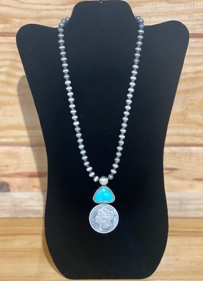 TURQUOISE COIN NECKLACE