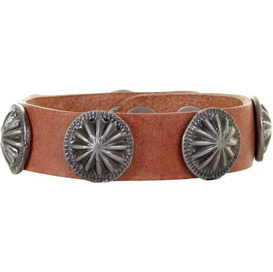 Double J Saddlery Harness Leather Concho Cuff Bracelet