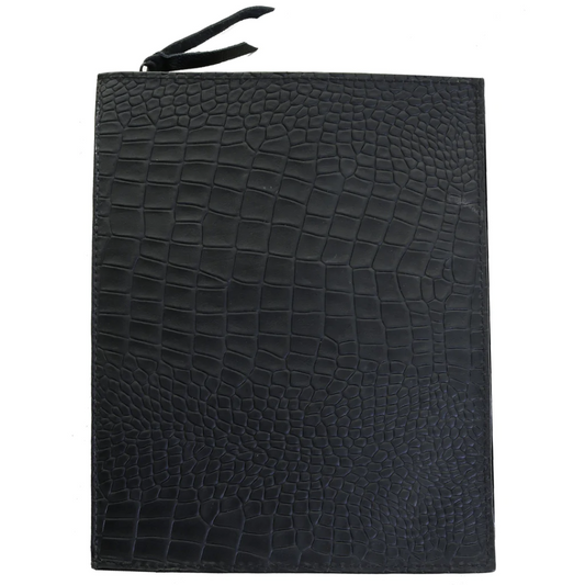 Double J Black Crocodile Print Portfolio With Zipper