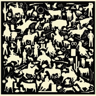 Cowboy Silhouette Jacquard Black Silk Scarf