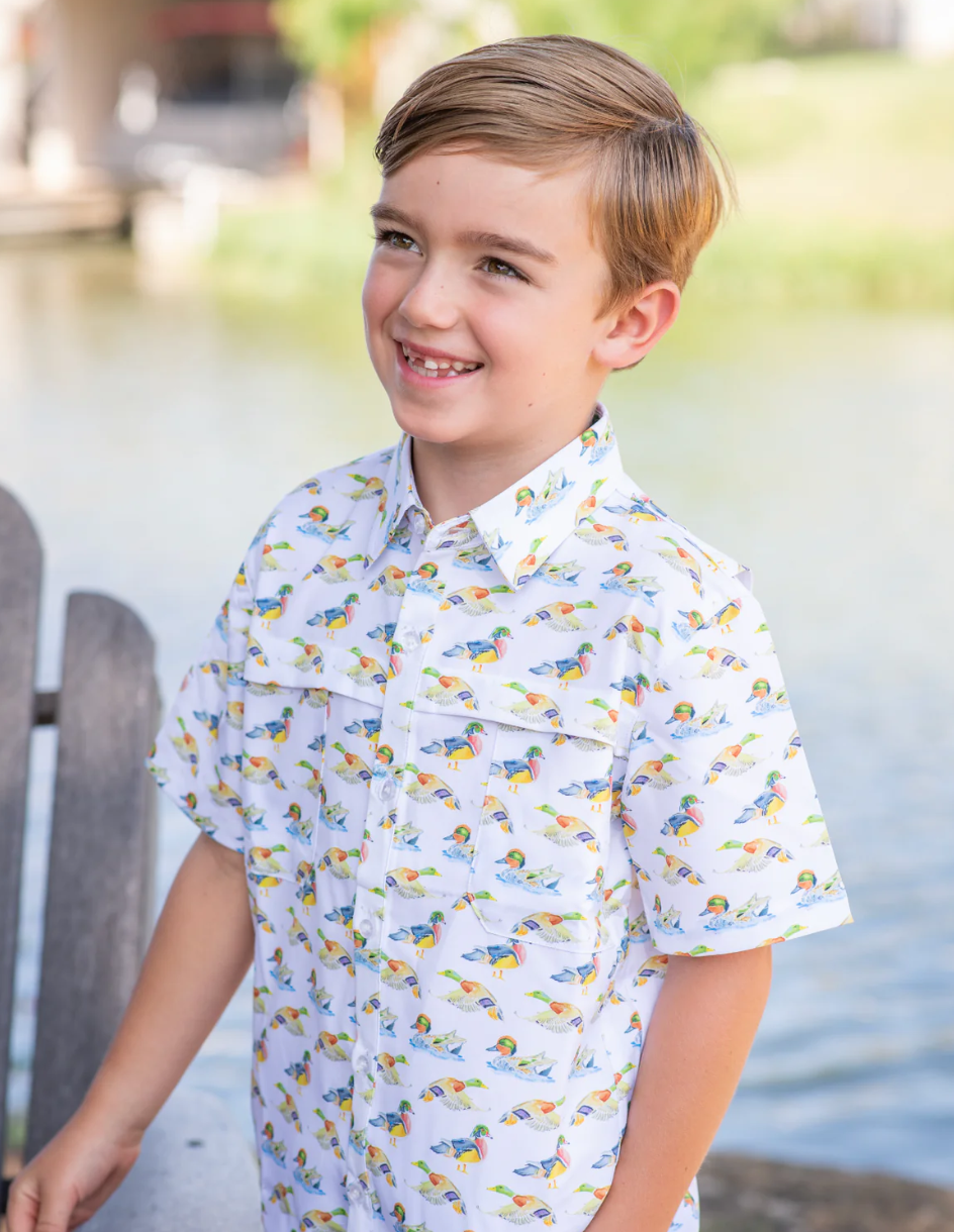 Blue Quail Ducks Short Sleeve Shirt