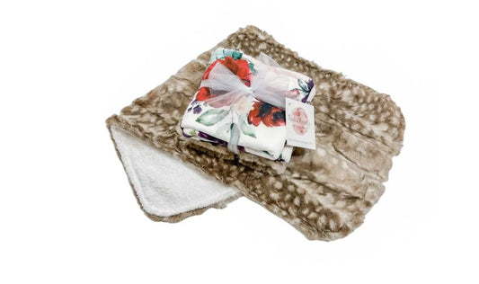 Lush Floral Fawn Burp Cloth Set