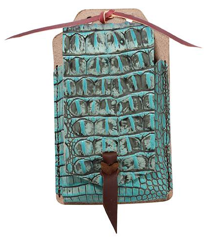 Turquoise Gator Leather Cell Phone Case