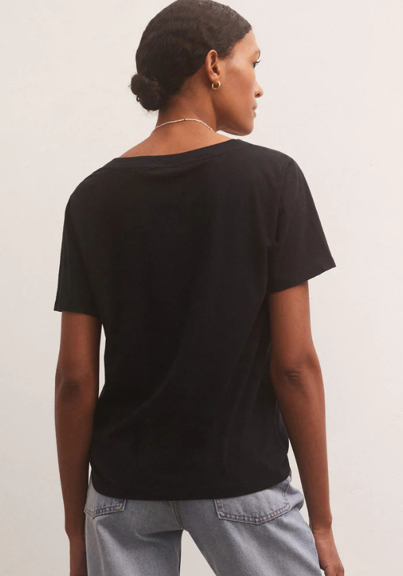 Z Supply Girlfriend V Neck Black Tee