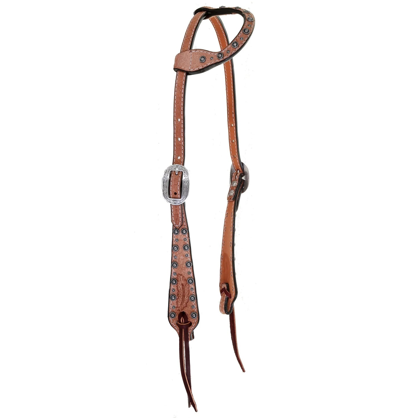 Double J Feather Tooled Single Ear Headstall