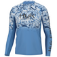 Huk ICON X Long Sleeve Crew Inside Reef Fade Shirt Azure Blue LG