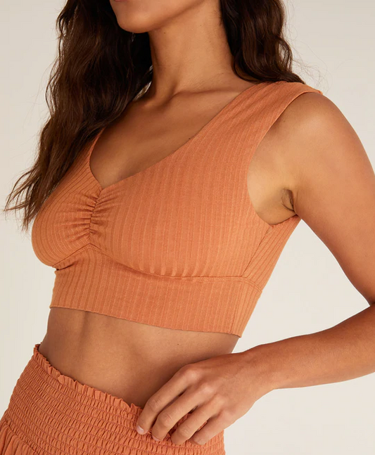 Z Supply Hazey Rib Tank Bra Copper XS