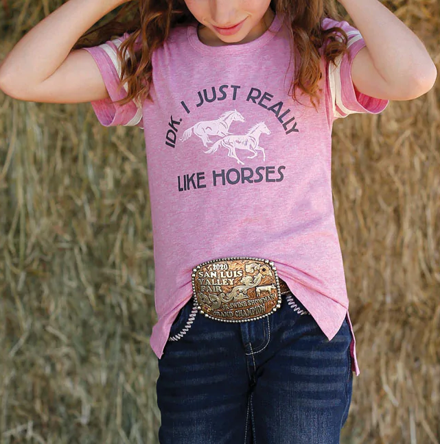 Cinch "I Love Horses" Heather Pink Tee