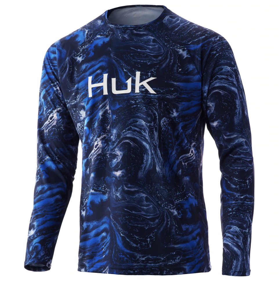 Huk Long Sleeve Stone Shore Pursuit Shirt Deep Ocn Blue S