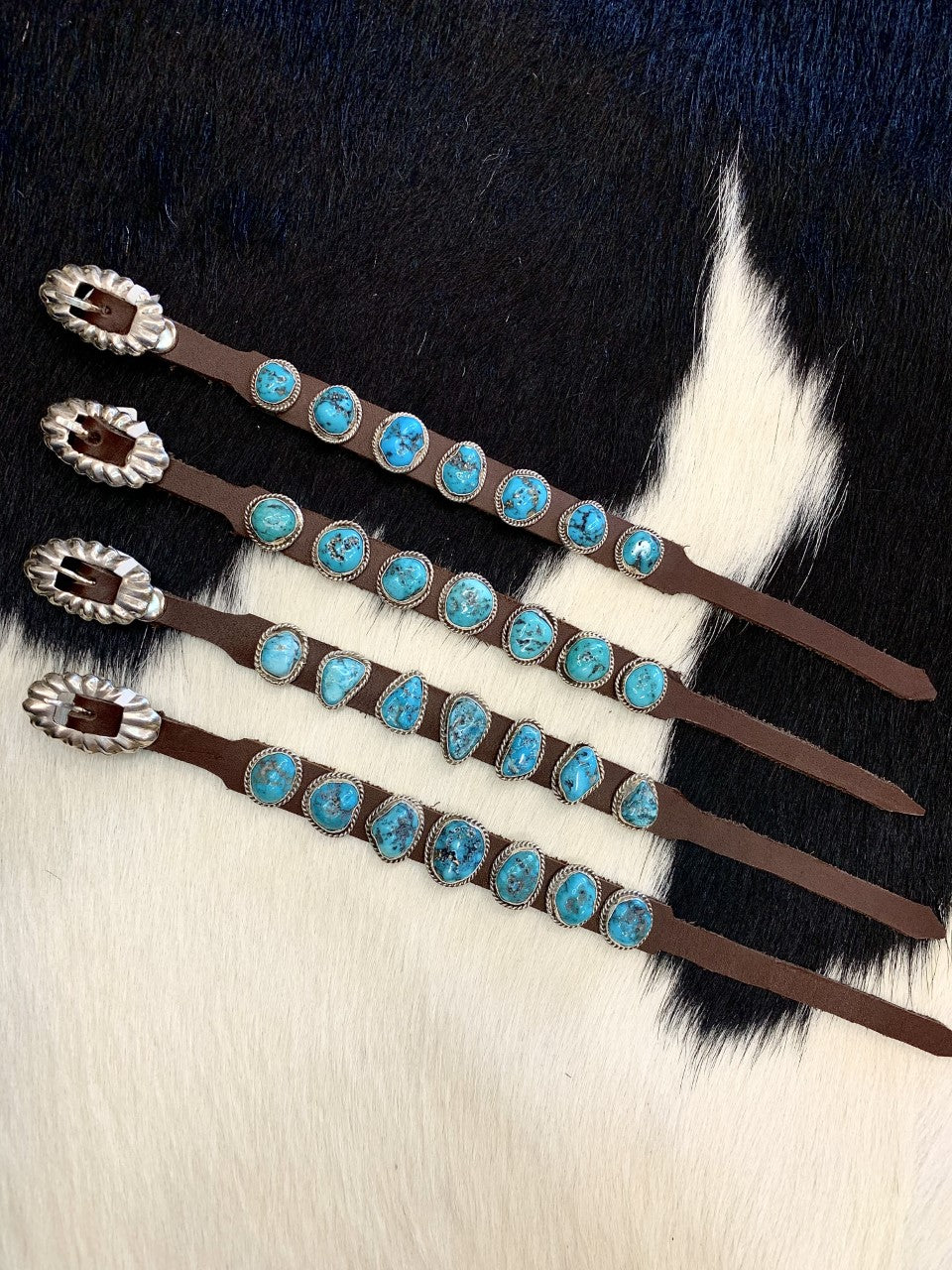 Leather Bracelet with Turquoise Stones