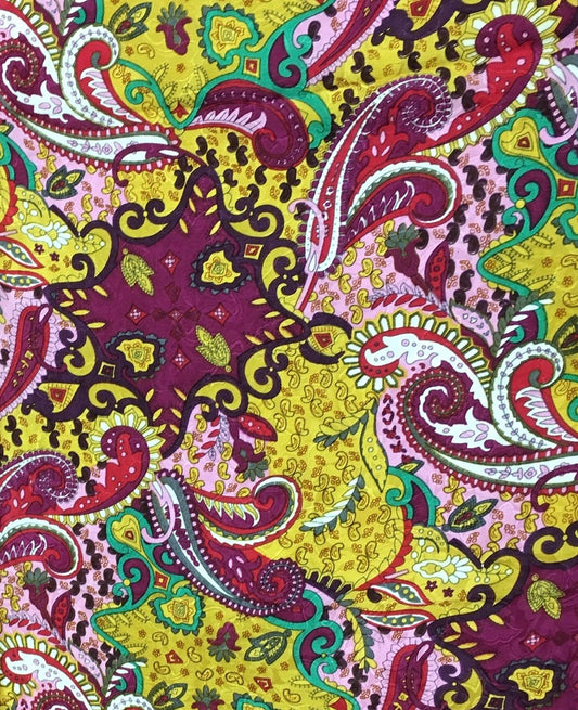 Lemon Berry Paisley Jacquard Silk Scarf