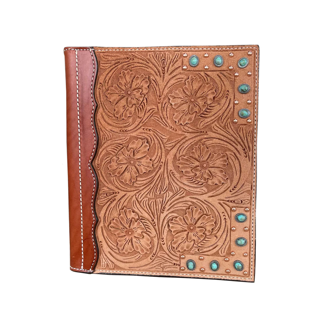 Alamo Saddlery Large Portfolio with Rose Tooling and Turquoise