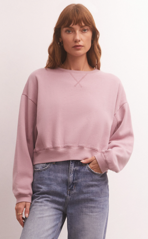 Z Supply, Classic Crew Sweatshirt Shadow Mauve