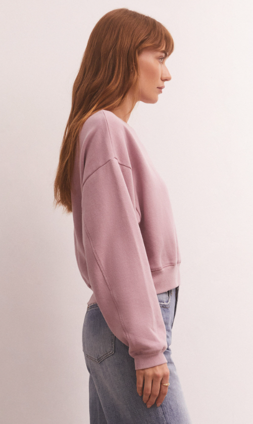 Z Supply, Classic Crew Sweatshirt Shadow Mauve