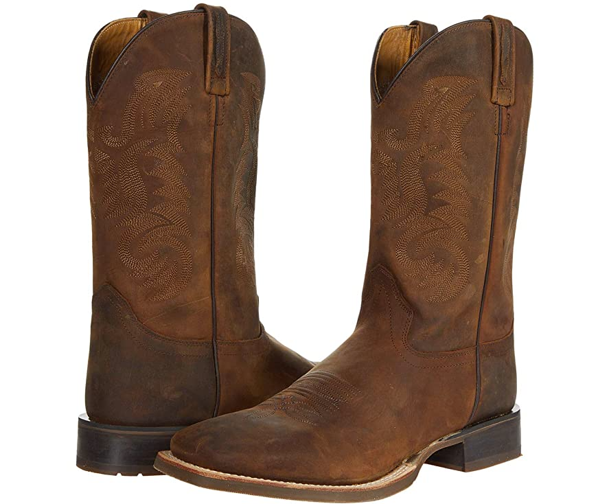 Old West Brown Leather Broad Square Toe Boot 10.5 D