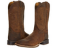 Old West Brown Leather Broad Square Toe Boot 7.5 D