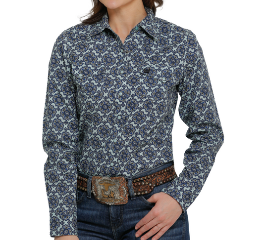 Cinch Womens Long Sleeve Printed Pearl Snap Shirt