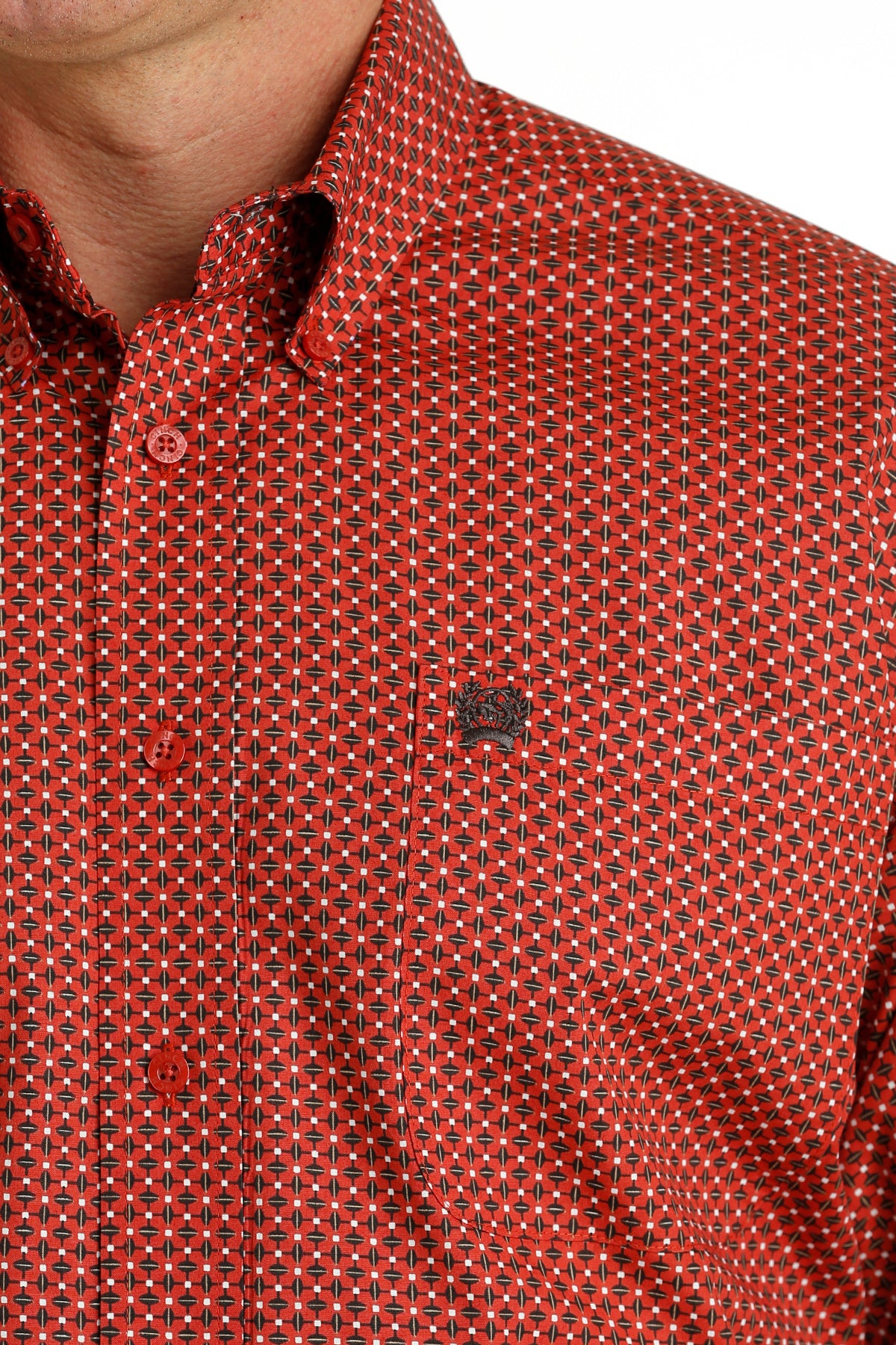 Cinch Men's Red Geometric Print Western Shirt