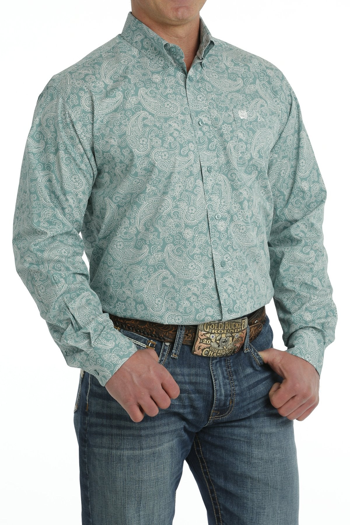 Cinch Men's Turquoise Paisley Long Sleeve Western Shirt