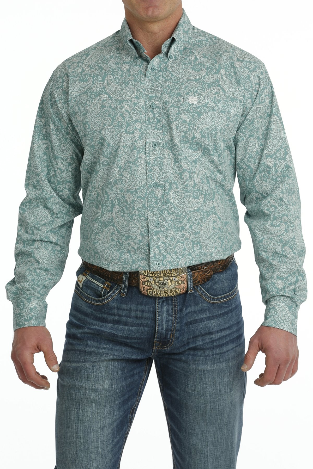 Cinch Men's Turquoise Paisley Long Sleeve Western Shirt