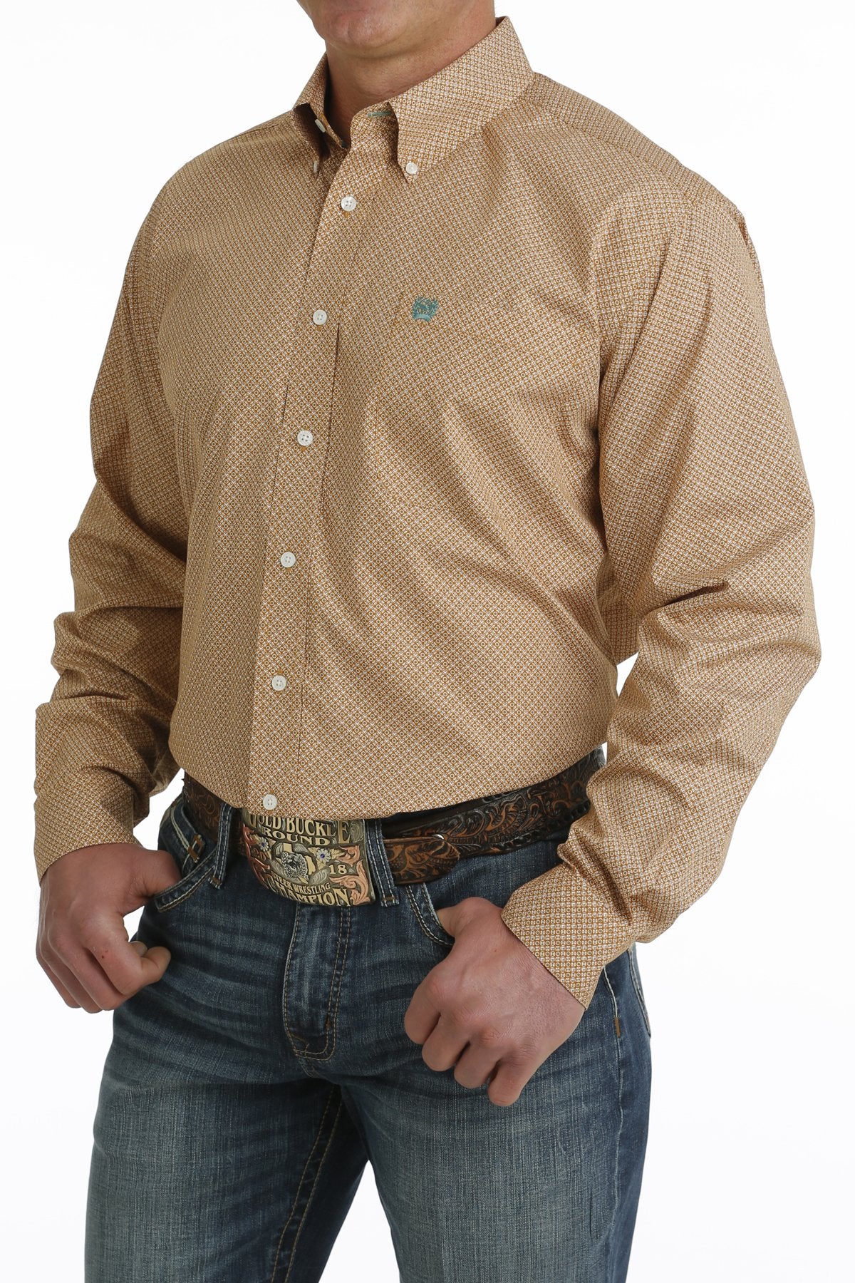 Cinch Men's Brown Geometric Long Sleeve Western Shirt